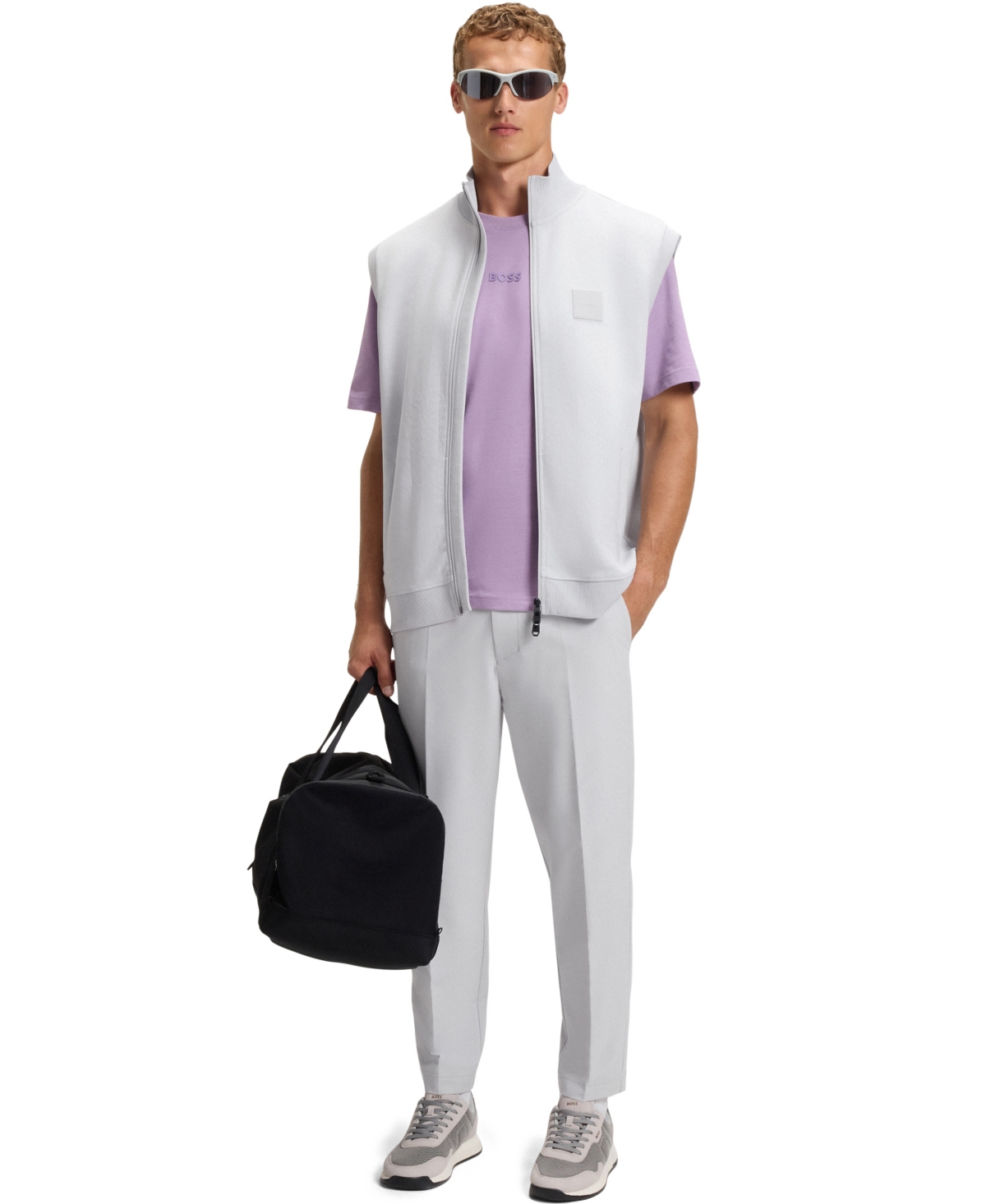 Boss by Hugo Men's Cotton Blend Sleeveless Zip-Up Sweatshirt