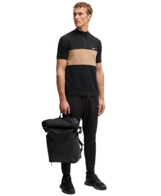 Men's Block Stripe Active Cotton-Blend Polo Shirt