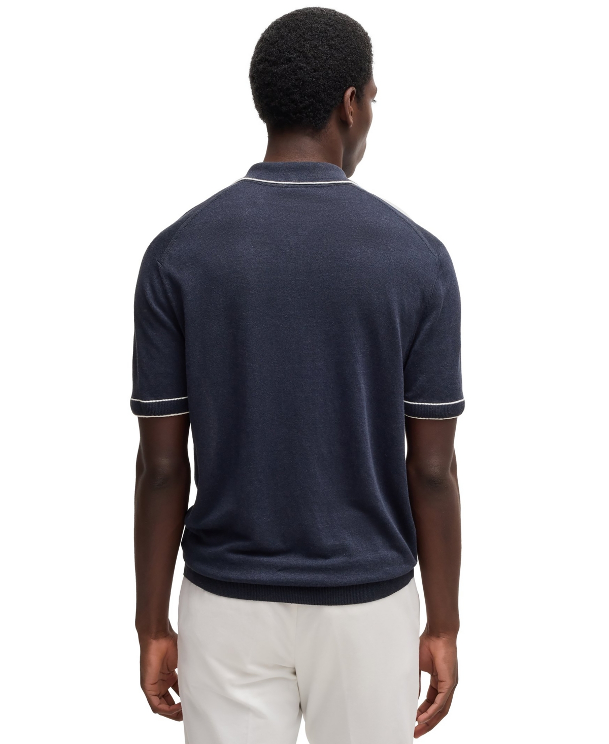 Boss by Hugo Men's Zip Placket Linen-Blend Knit Sweater