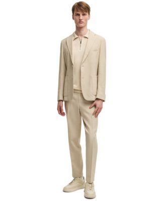 Men's Zip Placket Linen-Blend Knit Sweater