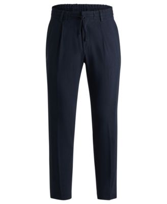 Men's Linen Blend Tapered-Fit Tailored Trousers