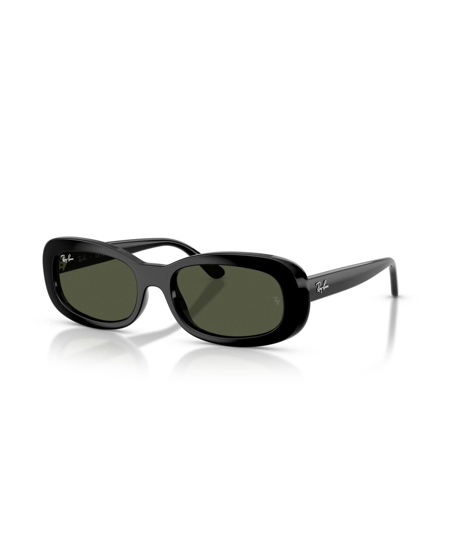 Женские солнцезащитные очки Ray-Ban Oval Sunglasses, RB2221, цвет: Чёрный / Зелёный — фото 1