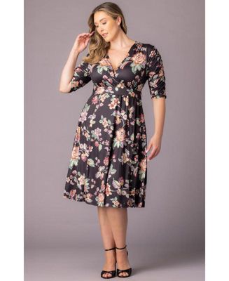 Plus Size Gabriella Ruched Sleeve Midi Dress with Pockets