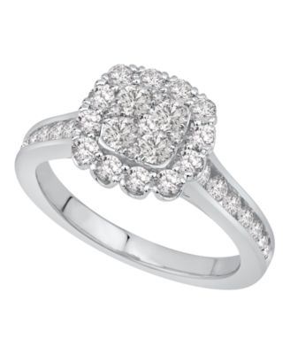 Macy's - Diamond Square Cluster Ring (1-1/4 ct. t.w.) in 14K White Gold