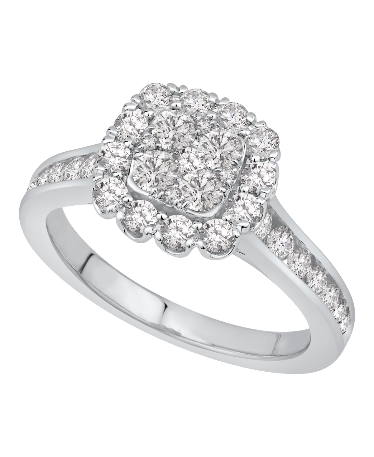 Macy's Diamond Square Cluster Ring (1-1/4 Ct. T.w.) In 14k White Gold In Metallic