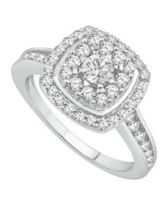 Diamond Halo Cluster Bridal Set (1-1/4 ct. t.w.) in 14k White Gold