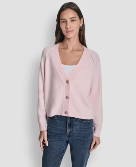 Petite Fully Fashioned Raglan V-Neck Cardigan - Pink Moon