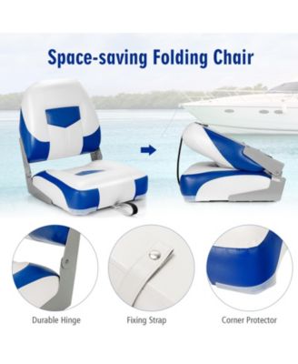 Set of 2 Folding Low Back Fishing Boat Seat with Stainless Steel Screws