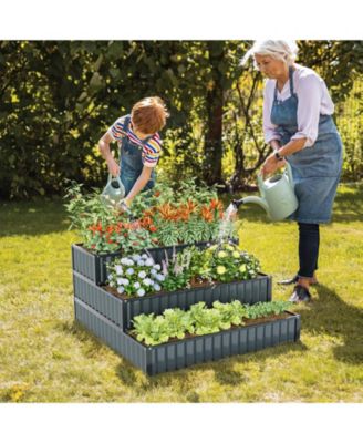 Heavy-Duty Metal Outdoor 3-Tier Raised Garden Bed Planter Box