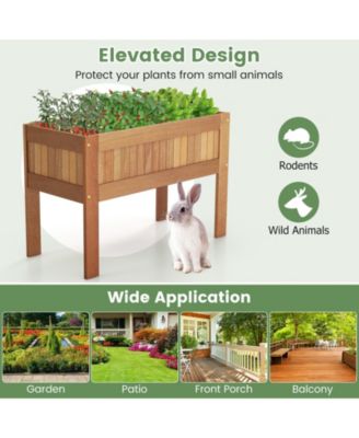 Wooden Raised Garden Bed Solid Wood Elevated Planter Box with Legs
