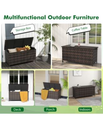 85 Gallon Outdoor Storage Box with Removable Liner and Universal Wheels