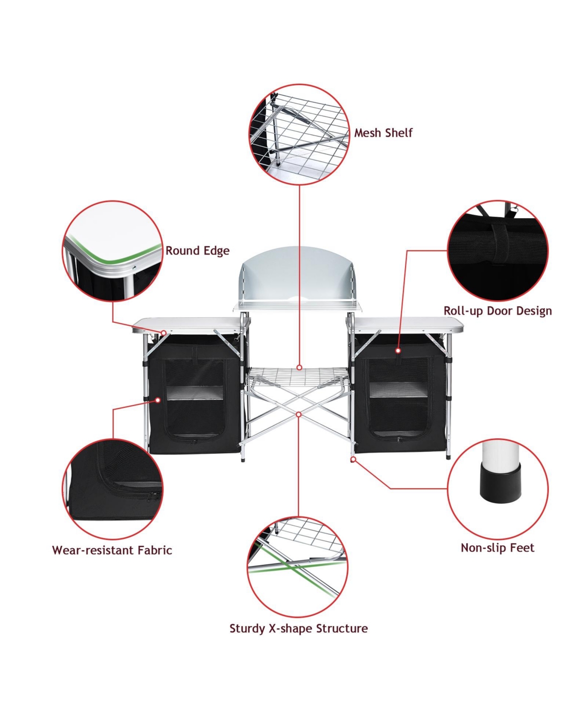 Sugift Folding Camping Table with Storage Organizer
