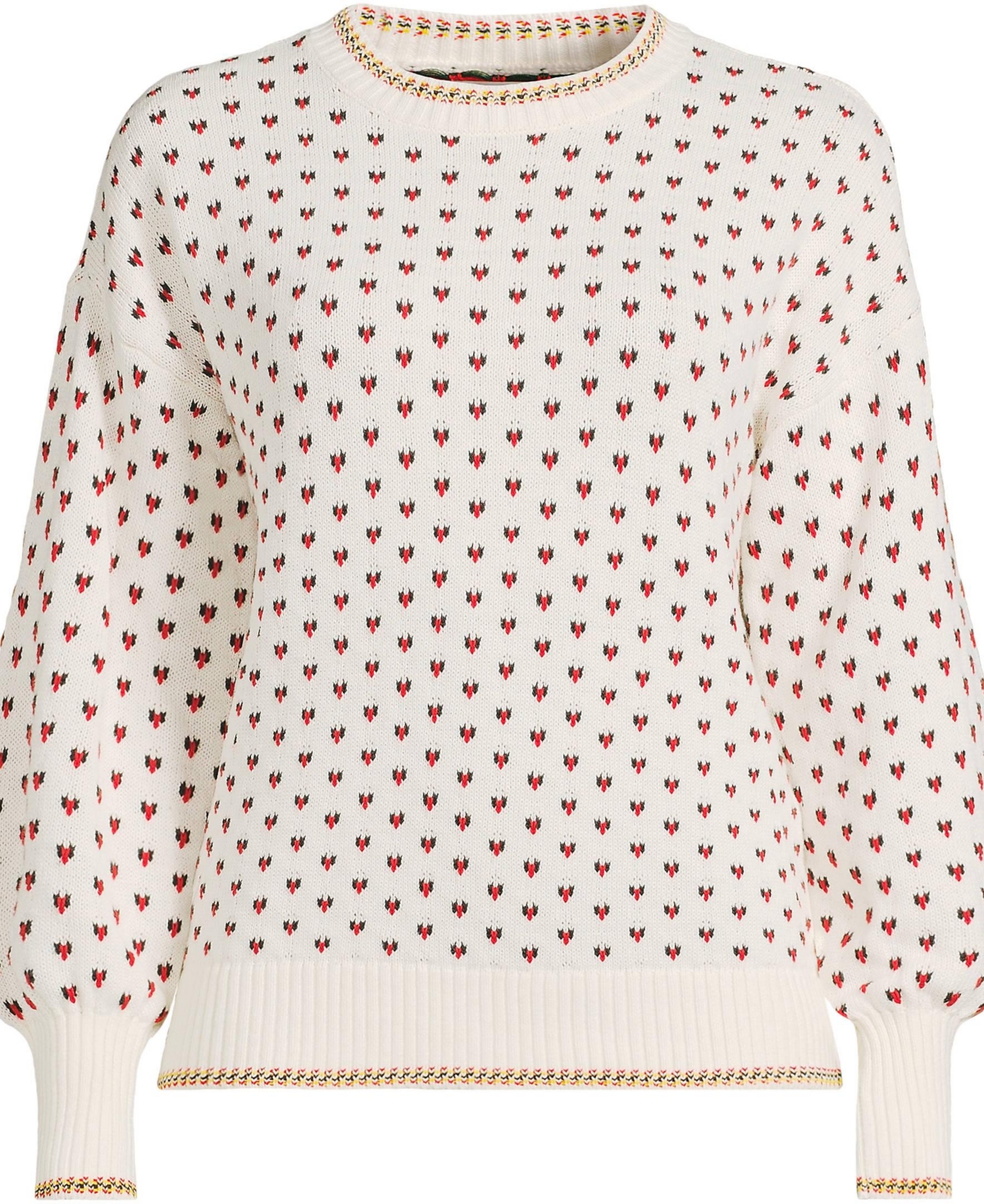 Lands' End Women's Drifter All Over Jacquard Jersey Crew Neck Sweater