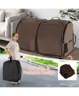 Double Compartment Pet Carrier with 2 Removable Hammocks