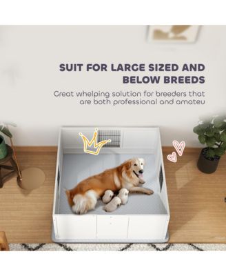 Whelping Box for Dogs w/ Pee Pad for Large Dogs, 49" x 47" x 19"