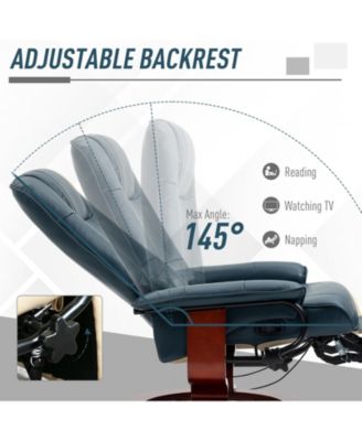 Single Piece  Faux Leather Manual Recliner with Swivel Wood Base