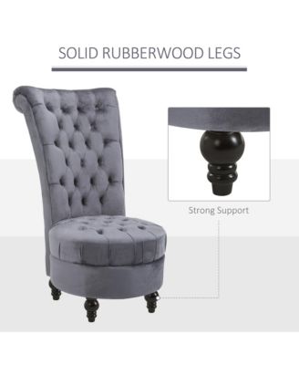 Retro Button-Tufted Royal Design High Back Armless Chair w/Thick Padding