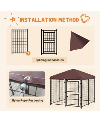 4.6' x 4.6' x 5' Outdoor Dog Kennel with Waterproof Canopy, Door