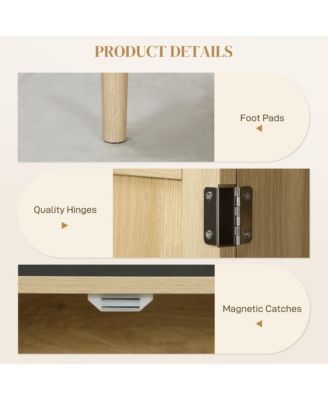 Bohemian Sideboard with 2 Rat Doors and Shelves, Natural