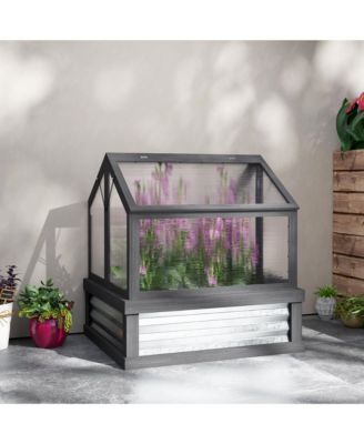 Raised Garden Bed with Wooden Cold Frame, 35.5" x 31.5" x 36"