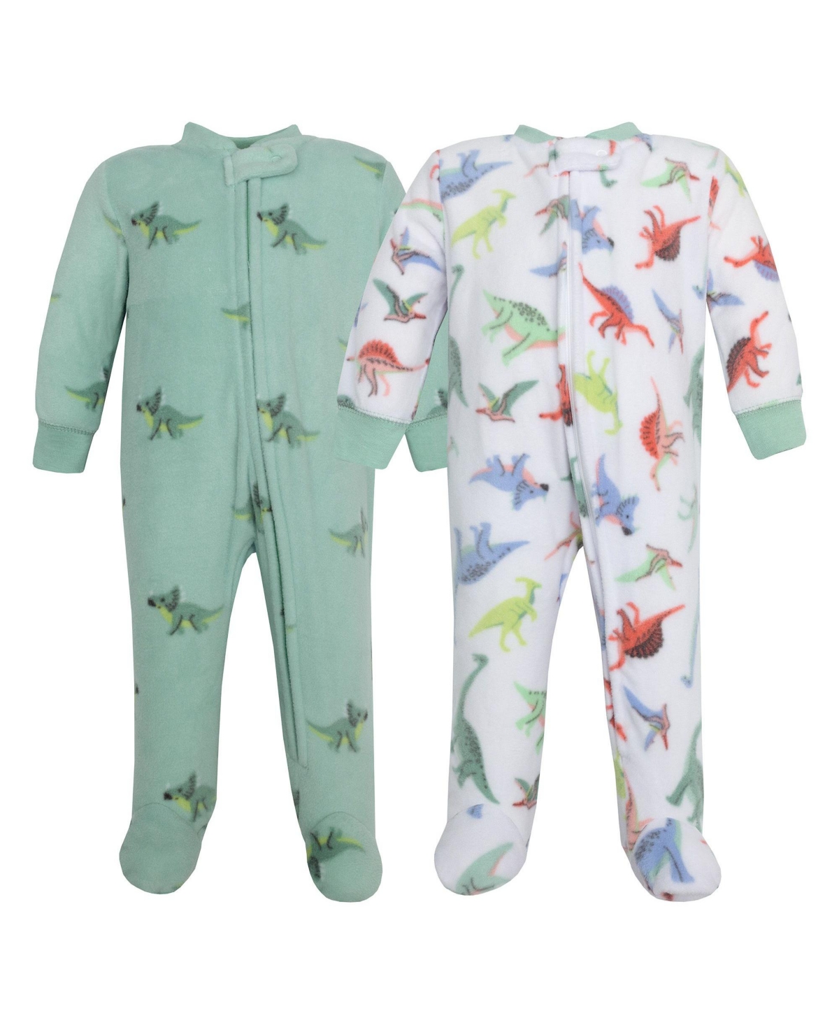 Hudson Baby Boys Fleece Sleep and Play, Cheerful Dino Friends, 0-3 Months