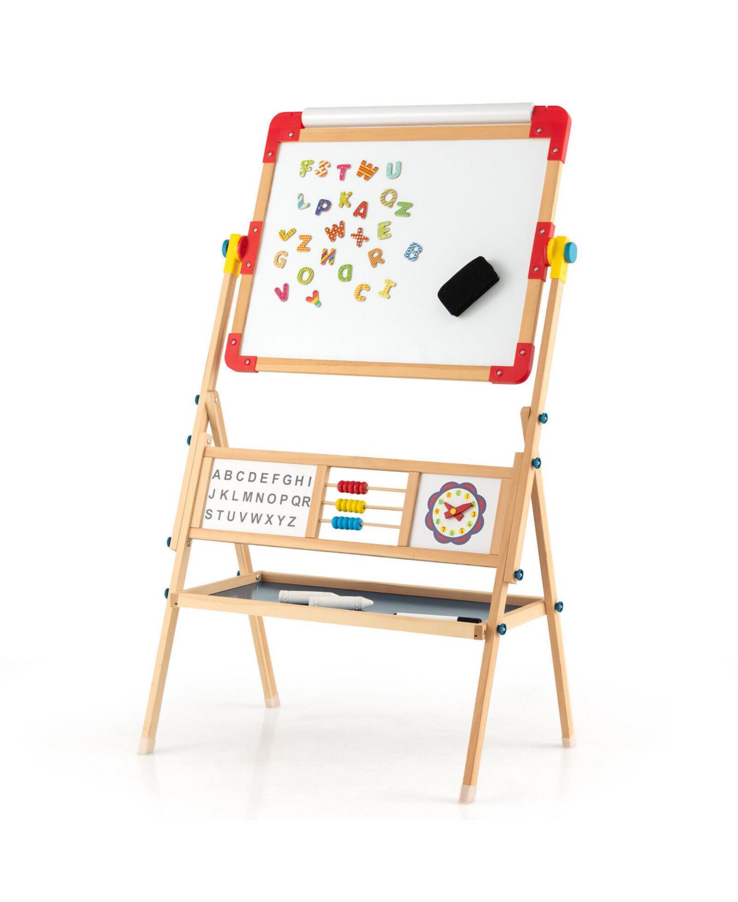Детская игрушка SUGIFT 3-in-1 Wooden Adjustable Art Easel with Drawing Paper Roll, Ages 3+, цвет: Коричневый — фото 1