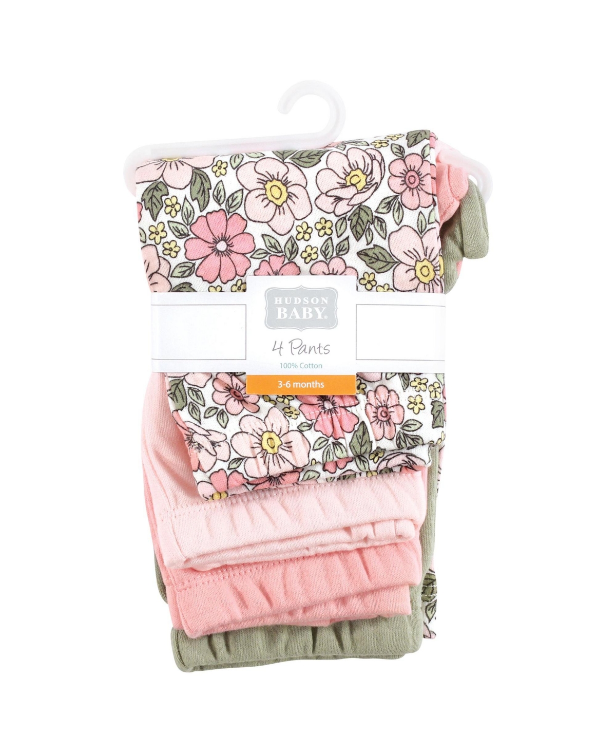 Hudson Baby Baby Girls Hudson Cotton Pants and Leggings, Pink Yellow Pretty Floral, 18-24 Months