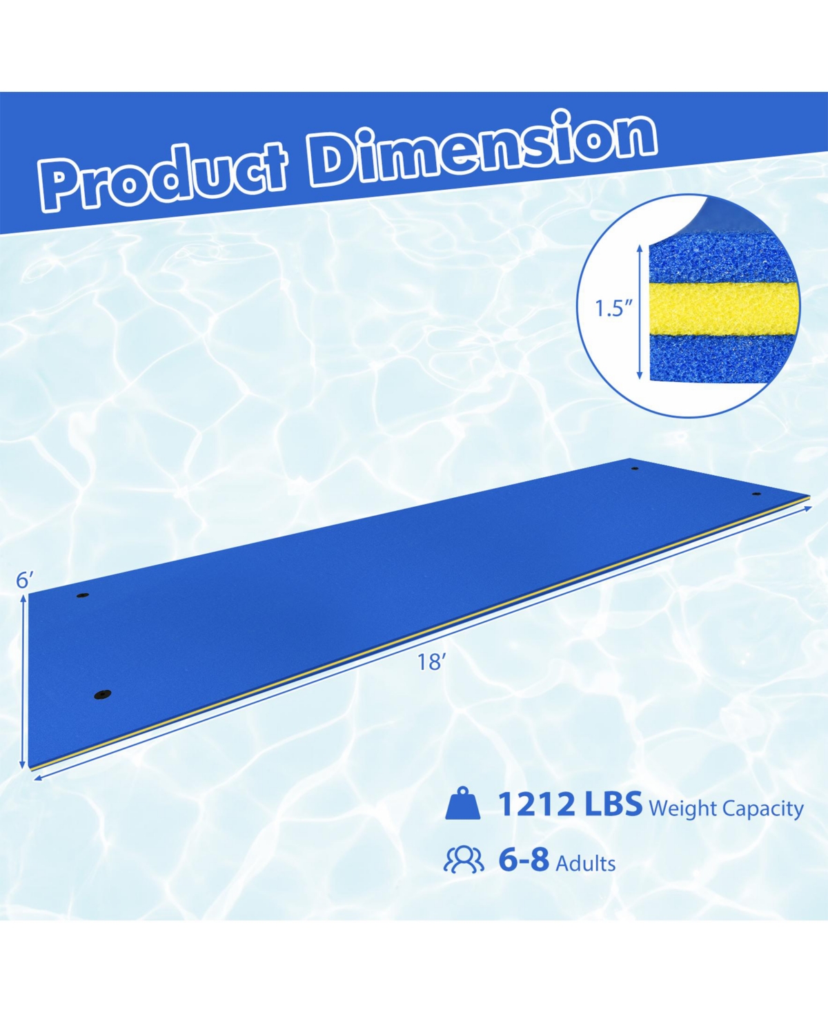 Sugift 3 Layer Water Pad Foam Mat-Blue