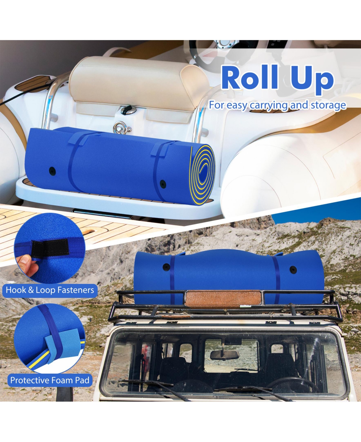 Sugift 3 Layer Water Pad Foam Mat-Blue