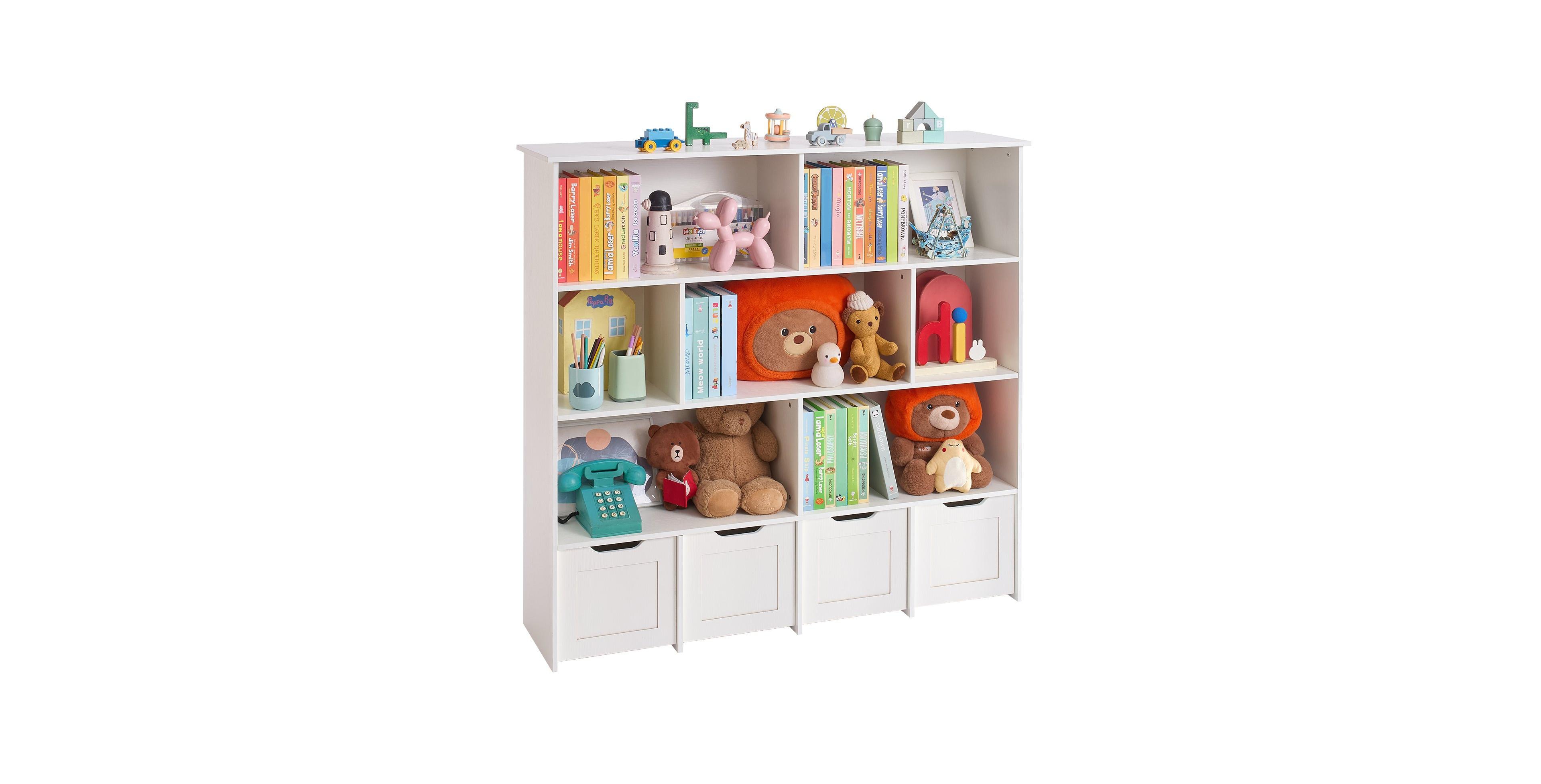 Slickblue 3-Tier Wooden Toy Storage Organizer with 11 Cubbies and Drawers