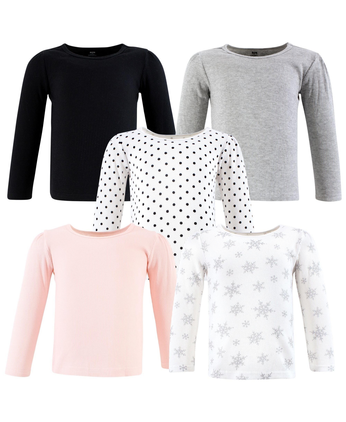 Hudson Baby Baby Girls Hudson Thermal Long Sleeve Tees 5pk, Snowflake, 18-24 Months