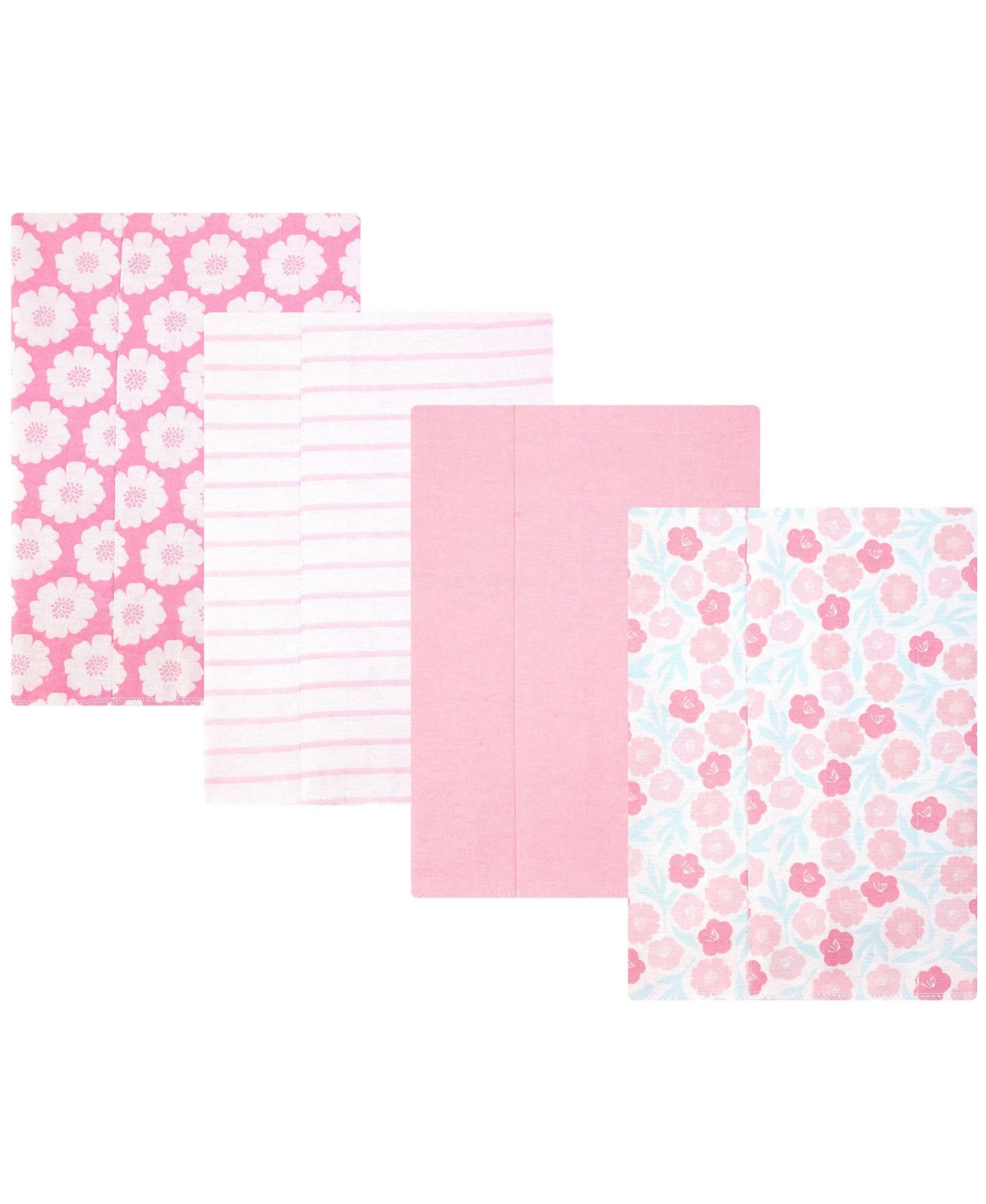Hudson Baby Infant Girls Cotton Flannel Burp Cloths -Pack, Pink Daisies