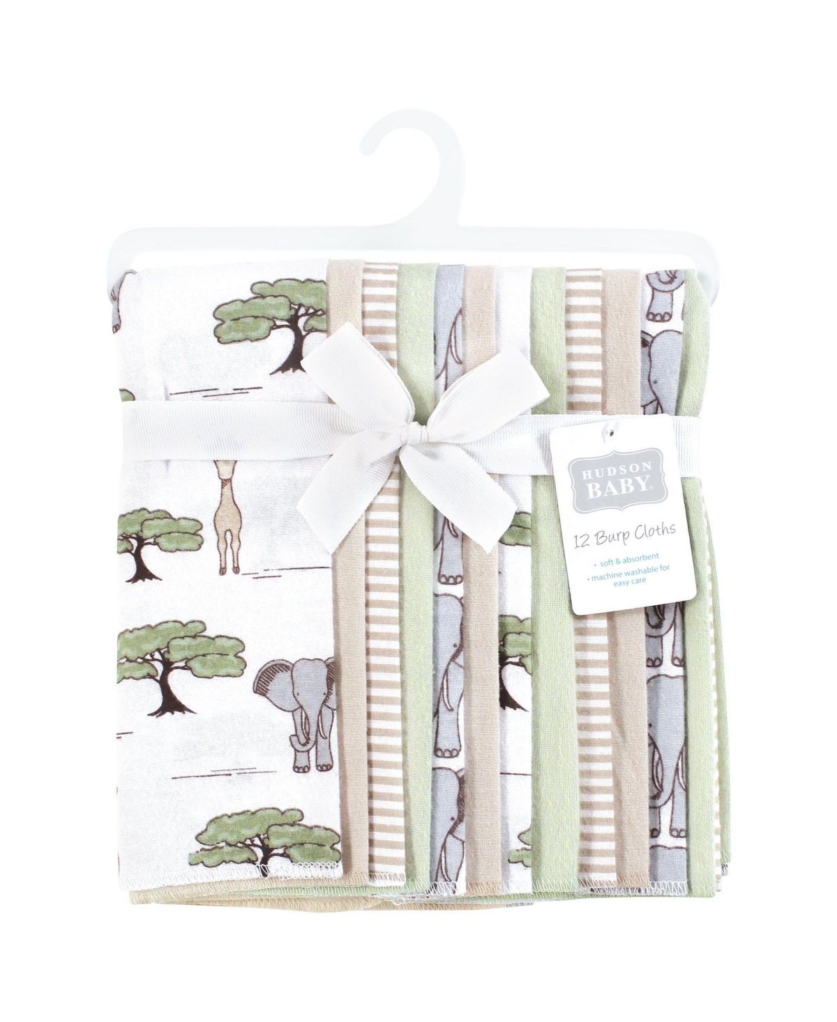 Hudson Baby Cotton Flannel Burp Cloths 12-Pack Bundle, Wild Safari Adventures, One Size