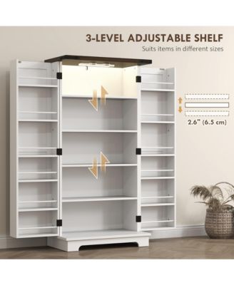 Kitchen Pantry Cabinet with Sensing LED Light Storage Cabinet