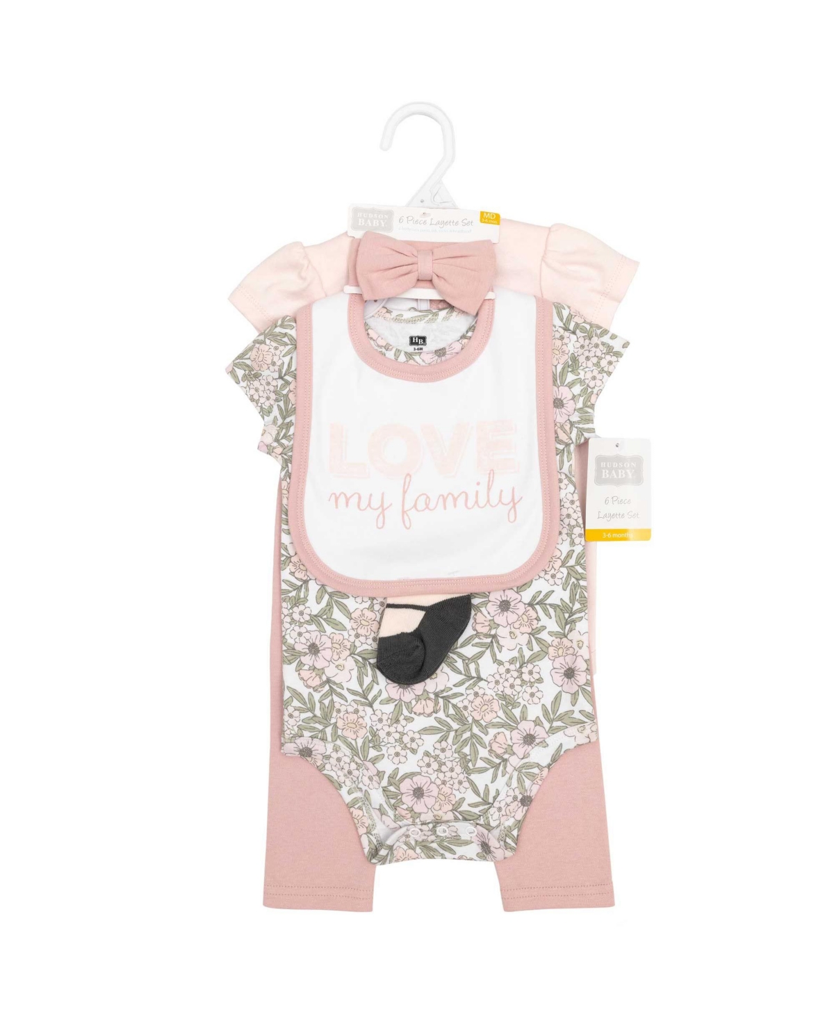 Hudson Baby Girls Cotton Layette Set, Love My Family , 9-12 Months