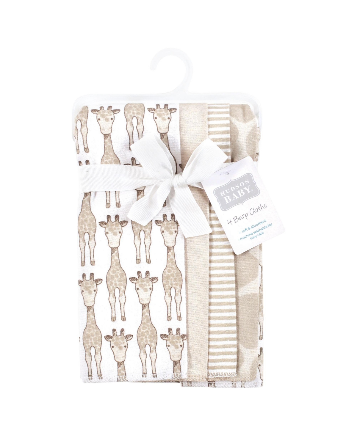 Hudson Baby Cotton Flannel Burp Cloths -Pack, Giraffe