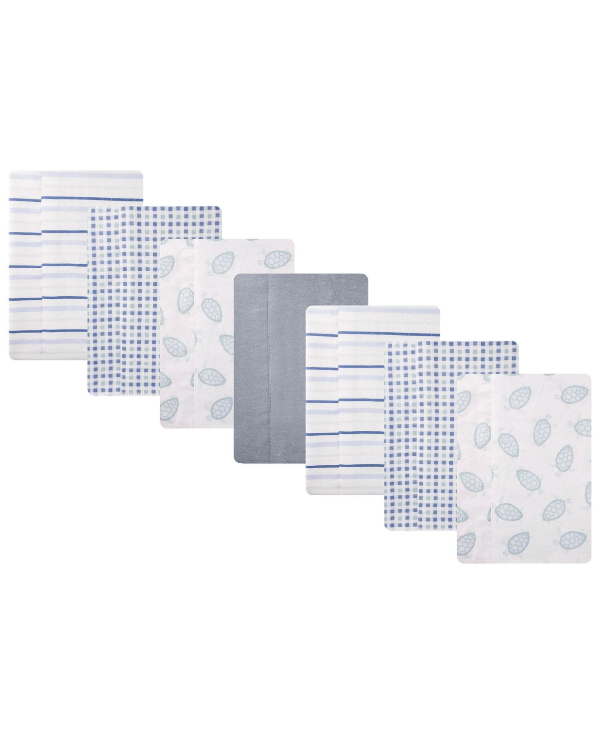 Hudson Baby Cotton Flannel Burp Cloths 7-Pack, Little Sea Turtle , One Size