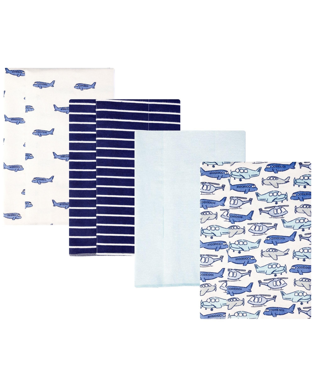 Hudson Baby Infant Boys Cotton Flannel Burp Cloths 4-Pack, Born To Fly, One Size