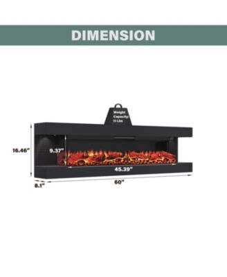 Suspended LED Light Mantel with Remote Control Stylish Electric Fireplace