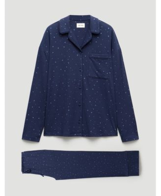Women's Ribbed Modal Star Printed Pyjamas