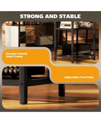 L Shaped Desk with LED Lights and Power Outlets Gaming Desk