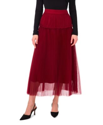 Women's Pleated Pull On Midi Skirt