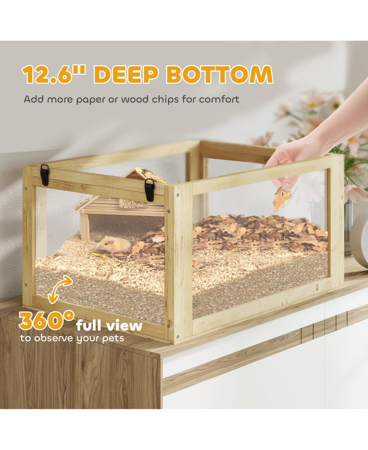 PawHut 3 Tiers Wooden Hamster Cage w/ Detachable Bottom, 24" x 16" x 29.5"