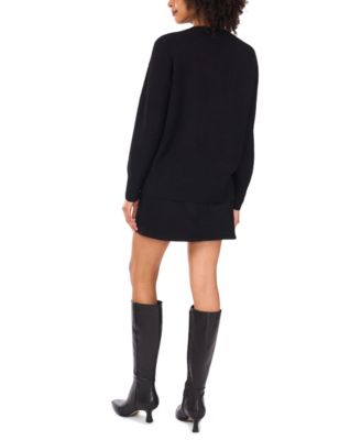 Women's Crewneck Embellished Sequin Floral Long-Sleeve Sweater