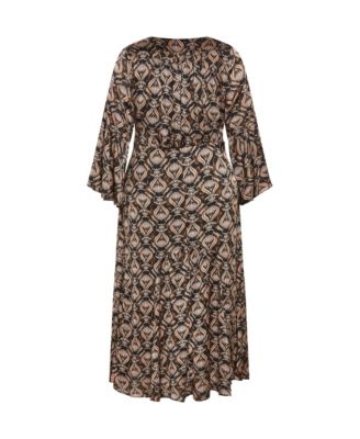 Women's Tie Front Fan Maxi Dress