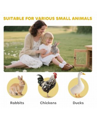 48" Rabbit Hutch 2 Story Small Animal House w/ Run Pull Out Tray Ramp