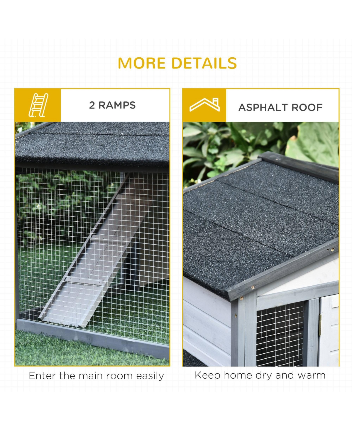 PawHut Large Rabbit Hutch, Outdoor Wooden Guinea Pig Cage,