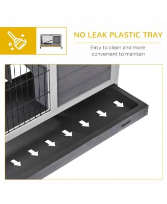 Rabbit Hutch Indoor Small Animal House w/ Pull Out Tray Casters Ramp