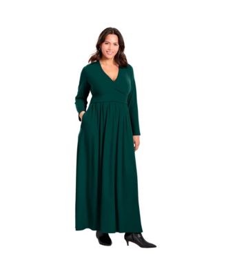 Women's Plus Size Faux Wrap Flare Maxi Dress