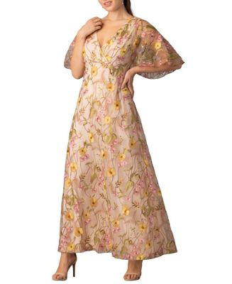 Women's Embroidered Elegance Evening Gown with Sleeves